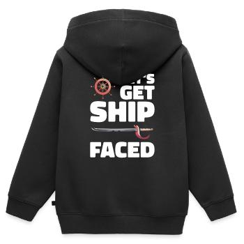 Pirat Totenkopf Freibeuter Piratenschiff - Kinder Premium Organic Zip Hoodie - Schwarz - Hinten - AI Model Kid Male (0cm)