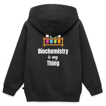 Biochemie Ist Mein Ding, Wissenschaftler, - Kinder Premium Organic Zip Hoodie - Schwarz - Hinten - AI Model Kid Male (0cm)