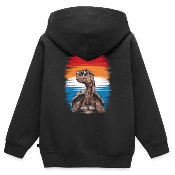 Tortoise Coolest Pet On Earth Lunettes de soleil rétro - Sweat Premium à capuche zippé enfant bio - noir - Dos - AI Model Kid Male (0cm)