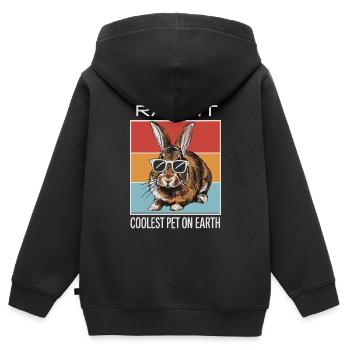 Lapin le plus cool Pet On Earth Lunettes de soleil rétro - Sweat Premium à capuche zippé enfant bio - noir - Dos - AI Model Kid Male (0cm)