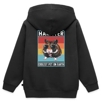 Hamster Coolest Pet On Earth Lunettes de soleil rétro - Sweat Premium à capuche zippé enfant bio - noir - Dos - AI Model Kid Male (0cm)