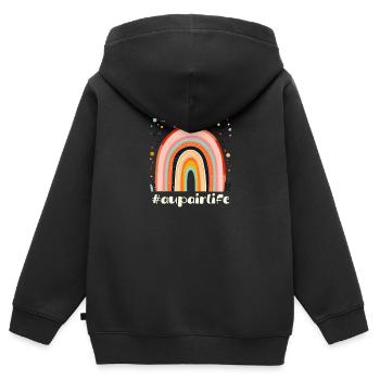 Au Pair #Aupairlife - Sweat Premium à capuche zippé enfant bio - noir - Dos - AI Model Kid Male (0cm)
