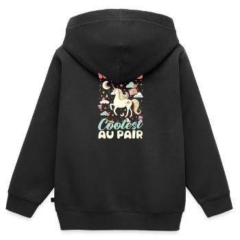 Au Pair Le Au Pair Le Plus Cool Du Monde - Sweat Premium à capuche zippé enfant bio - noir - Dos - AI Model Kid Male (0cm)