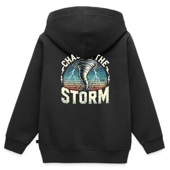 Erlebe Die Faszinierende Welt Des Tornadojagens - Kinder Premium Organic Zip Hoodie - Schwarz - Hinten - AI Model Kid Male (0cm)
