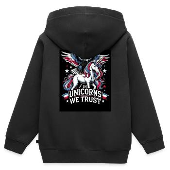 Magischer Patriotismus Amerikanischer Einhorn USA - Kinder Premium Organic Zip Hoodie - Schwarz - Hinten - AI Model Kid Male (0cm)