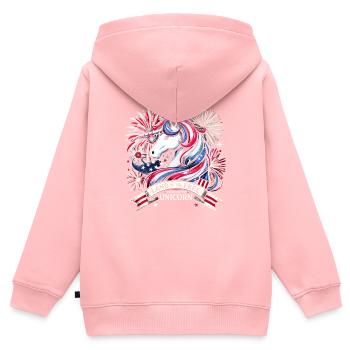 Magischer Patriotismus Amerikanischer Einhorn USA - Kinder Premium Organic Zip Hoodie - Rosa - Hinten - AI Model Kid Female (0cm)