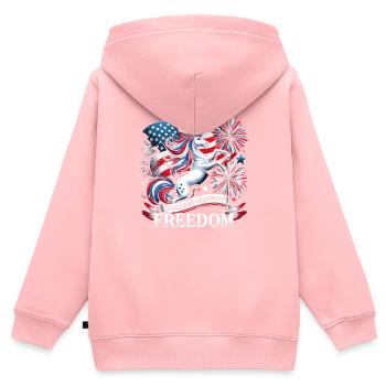 Magischer Patriotismus Amerikanischer Einhorn USA - Kinder Premium Organic Zip Hoodie - Rosa - Hinten - AI Model Kid Female (0cm)
