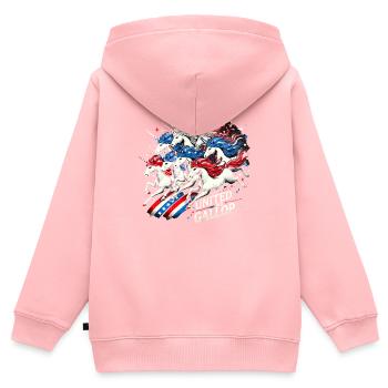 Magischer Patriotismus Amerikanischer Einhorn USA - Kinder Premium Organic Zip Hoodie - Rosa - Hinten - AI Model Kid Female (0cm)