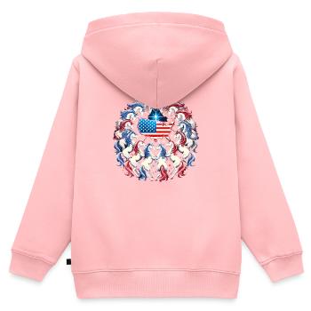 Magischer Patriotismus Amerikanischer Einhorn USA - Kinder Premium Organic Zip Hoodie - Rosa - Hinten - AI Model Kid Female (0cm)