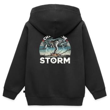 Découvrez le monde fascinant de la chasse aux tornades - Sweat Premium à capuche zippé enfant bio - noir - Dos - AI Model Kid Male (0cm)