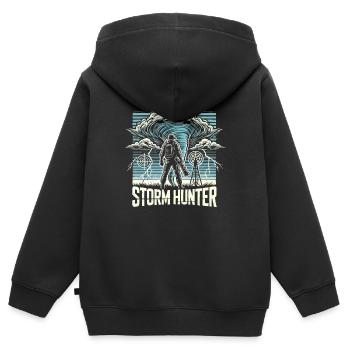 Erlebe Die Faszinierende Welt Des Tornadojagens - Kinder Premium Organic Zip Hoodie - Schwarz - Hinten - AI Model Kid Male (0cm)