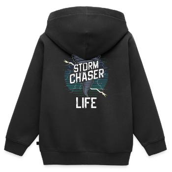 Erlebe Die Faszinierende Welt Des Tornadojagens - Kinder Premium Organic Zip Hoodie - Schwarz - Hinten - AI Model Kid Male (0cm)