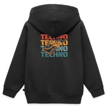 Techno Raver - Sweat Premium à capuche zippé enfant bio - noir - Dos - AI Model Kid Male (0cm)