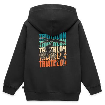 Triathlon Triathlète - Sweat Premium à capuche zippé enfant bio - noir - Dos - AI Model Kid Male (0cm)