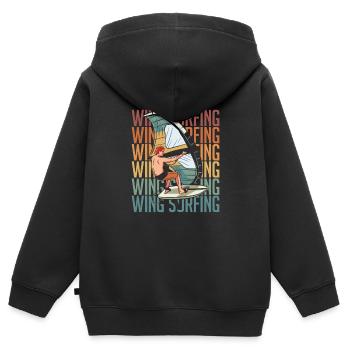 Wing Surf Wing Foil - Kinder Premium Organic Zip Hoodie - Schwarz - Hinten - AI Model Kid Male (0cm)