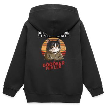 Vous pensez que je suis petite, douce et gentille ? Amusement - Sweat Premium à capuche zippé enfant bio - noir - Dos - AI Model Kid Male (0cm)