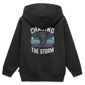 Découvrez le monde fascinant de la chasse aux tornades - Sweat Premium à capuche zippé enfant bio - noir - Dos - AI Model Kid Male (0cm)