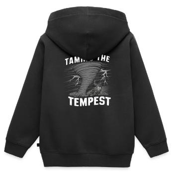 Découvrez le monde fascinant de la chasse aux tornades - Sweat Premium à capuche zippé enfant bio - noir - Dos - AI Model Kid Male (0cm)