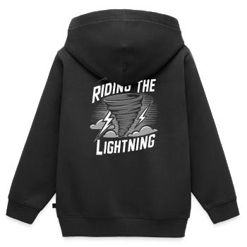 Erlebe Die Faszinierende Welt Des Tornadojagens - Kinder Premium Organic Zip Hoodie - Schwarz - Hinten - AI Model Kid Male (0cm)