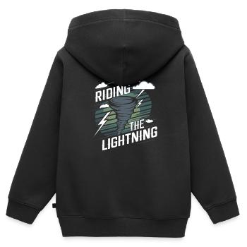Erlebe Die Faszinierende Welt Des Tornadojagens - Kinder Premium Organic Zip Hoodie - Schwarz - Hinten - AI Model Kid Male (0cm)