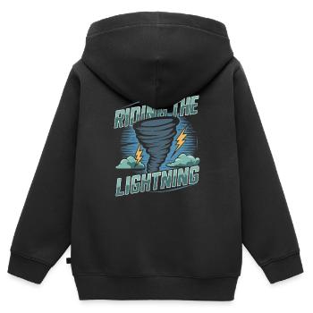Erlebe Die Faszinierende Welt Des Tornadojagens - Kinder Premium Organic Zip Hoodie - Schwarz - Hinten - AI Model Kid Male (0cm)