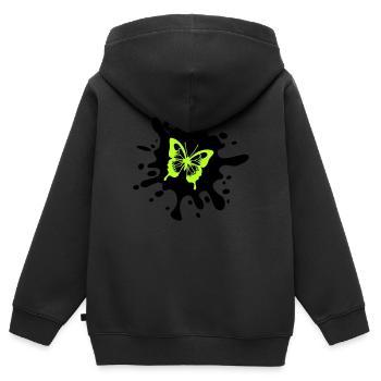 Papillon éclaboussures de couleur - Sweat Premium à capuche zippé enfant bio - noir - Dos - AI Model Kid Male (0cm)