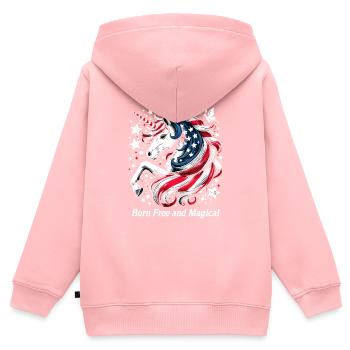 Magischer Patriotismus Amerikanischer Einhorn USA - Kinder Premium Organic Zip Hoodie - Rosa - Hinten - AI Model Kid Female (0cm)