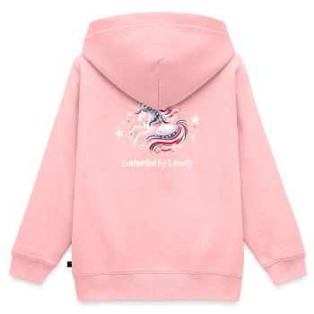 Magischer Patriotismus Amerikanischer Einhorn USA - Kinder Premium Organic Zip Hoodie - Rosa - Hinten - AI Model Kid Female (0cm)