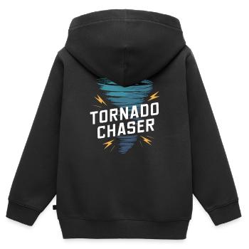 Erlebe Die Faszinierende Welt Des Tornadojagens - Kinder Premium Organic Zip Hoodie - Schwarz - Hinten - AI Model Kid Male (0cm)