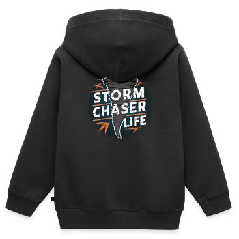 Erlebe Die Faszinierende Welt Des Tornadojagens - Kinder Premium Organic Zip Hoodie - Schwarz - Hinten - AI Model Kid Male (0cm)