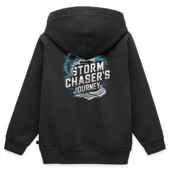 Découvrez le monde fascinant de la chasse aux tornades - Sweat Premium à capuche zippé enfant bio - noir - Dos - AI Model Kid Male (0cm)