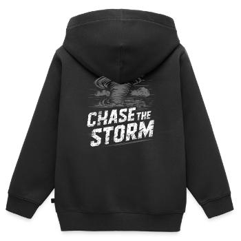 Erlebe Die Faszinierende Welt Des Tornadojagens - Kinder Premium Organic Zip Hoodie - Schwarz - Hinten - AI Model Kid Male (0cm)