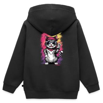 Streetstyle Katze Graffiti Kunst Streetart - Kinder Premium Organic Zip Hoodie - Schwarz - Hinten - AI Model Kid Male (0cm)