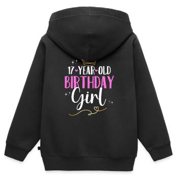 Geburtstag 17 Mädchen Birthday Girl Krone Siebzehn - Kinder Premium Organic Zip Hoodie - Schwarz - Hinten - AI Model Kid Male (0cm)