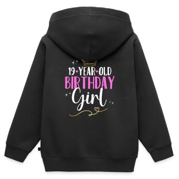 Geburtstag 19 Mädchen Birthday Girl Krone Neunzehn - Kinder Premium Organic Zip Hoodie - Schwarz - Hinten - AI Model Kid Male (0cm)