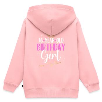 Geburtstag 16 Mädchen Birthday Girl Krone Sechzehn - Kinder Premium Organic Zip Hoodie - Rosa - Hinten - AI Model Kid Female (0cm)