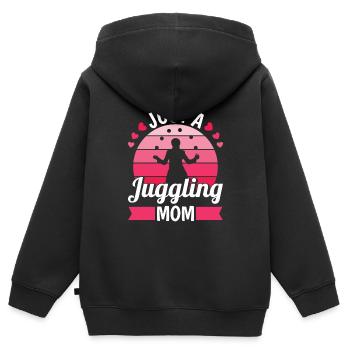 Maman jongleuse Juste une maman jongleuse - Sweat Premium à capuche zippé enfant bio - noir - Dos - AI Model Kid Male (0cm)