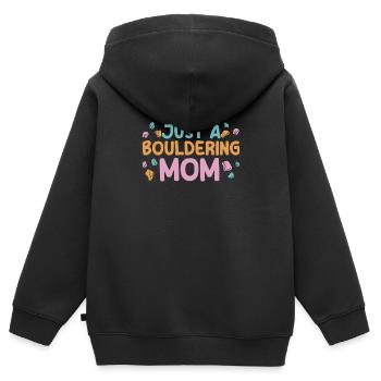 Bouldern Bouldering Juste une maman de bloc - Sweat Premium à capuche zippé enfant bio - noir - Dos - AI Model Kid Male (0cm)