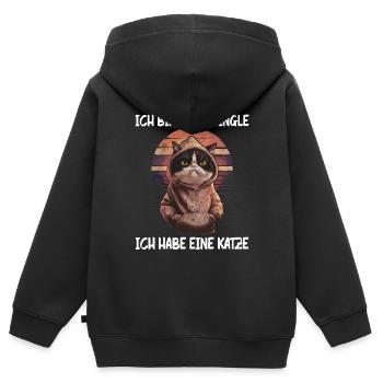 Je ne suis pas célibataire, j’ai un chat - Sweat Premium à capuche zippé enfant bio - noir - Dos - AI Model Kid Male (0cm)
