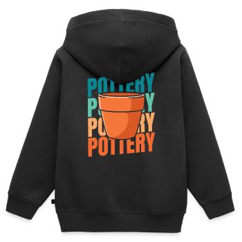 Töpfern - Kinder Premium Organic Zip Hoodie - Schwarz - Hinten - AI Model Kid Male (0cm)