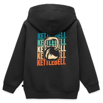 Kettlebell - Sweat Premium à capuche zippé enfant bio - noir - Dos - AI Model Kid Male (0cm)