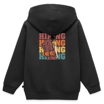 Wandern Wanderer - Kinder Premium Organic Zip Hoodie - Schwarz - Hinten - AI Model Kid Male (0cm)
