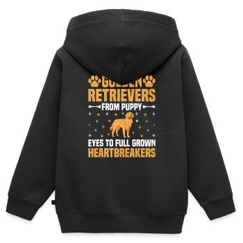 Golden Retriever von Welpenaugen bis zum ausgewachsenen GR - Kinder Premium Organic Zip Hoodie - Schwarz - Hinten - AI Model Kid Male (0cm)