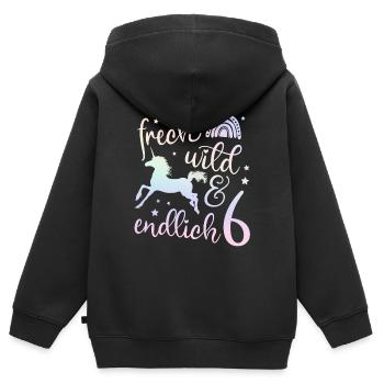 Geburtstag 6 Einhorn Sechster Geburtstag Mädchen 6 - Kinder Premium Organic Zip Hoodie - Schwarz - Hinten - AI Model Kid Male (0cm)