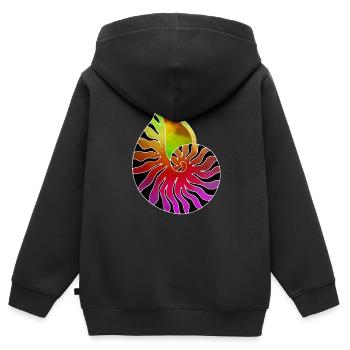 Muschel lila gruen schwarz - Kinder Premium Organic Zip Hoodie - Schwarz - Hinten - AI Model Kid Male (0cm)