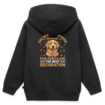Golden Retrievers Because Paw Prints Are The Best - Kids Premium Organic Zip-up Hoodie - black - Back - AI Model Kid Male (0cm)