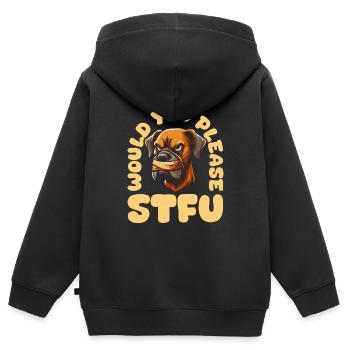 Great Dane Stfu Would You Please Shut Up - Kids Premium Organic Zip-up Hoodie - black - Back - AI Model Kid Male (0cm)