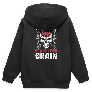 Arc de chasse Arc Hunter Crâne Arc Chasse Cerveau - Sweat Premium à capuche zippé enfant bio - noir - Dos - AI Model Kid Male (0cm)