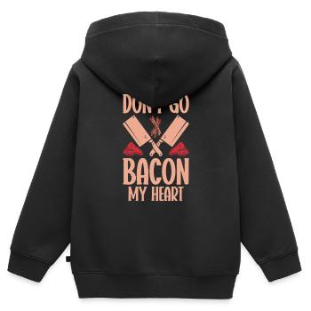 Boucherie, boucherie, boucherie, boucherie - Sweat Premium à capuche zippé enfant bio - noir - Dos - AI Model Kid Male (0cm)