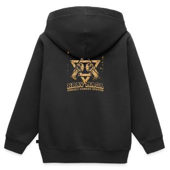 Krav Maga Israelisches Kampfsystem - Kinder Premium Organic Zip Hoodie - Schwarz - Hinten - AI Model Kid Male (0cm)
